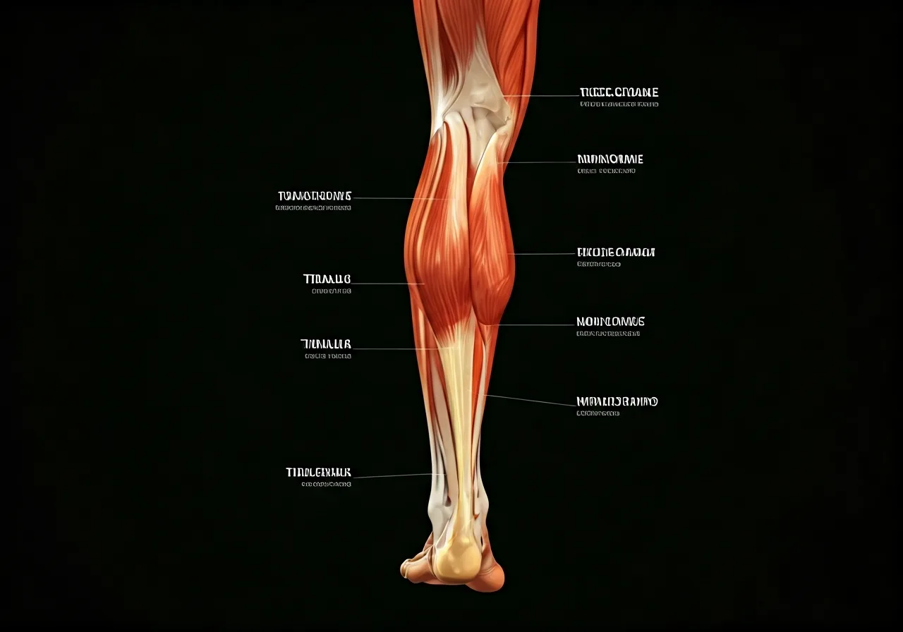 Anatomical diagram showing how to pronounce tibialis anterior